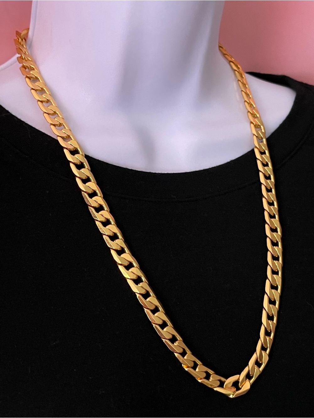 Unisex Estate Gold-Tone Cuban Link Chain Necklace for Men